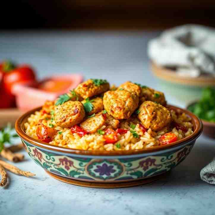 Algerian Makbous Chicken Over Rice
